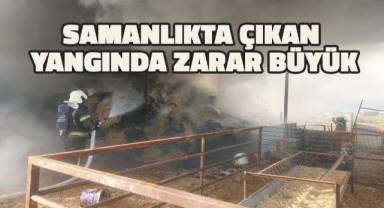 Yanan samanlıkta binlerce liralık zarar oluştu