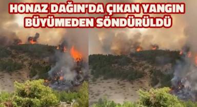 Honaz Dağında çıkan yangın büyümeden söndürüldü