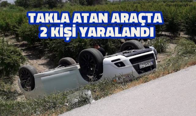 Takla atan araçta 2 kişi yaralandı