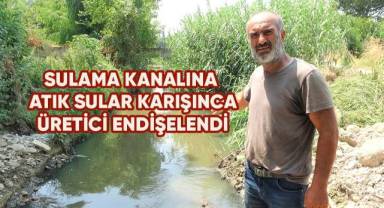 Dere yatağından gelen atık sular, sulama kanalında endişe verici bir görünüm oluşturdu