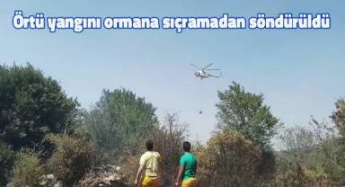 Örtü yangını ormana sıçramadan söndürüldü