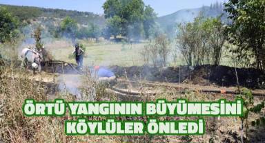 Örtü yangının büyümesini köylüler önledi