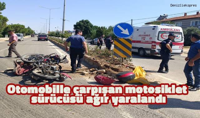 Otomobille çarpışan motosiklet sürücüsü ağır yaralandı