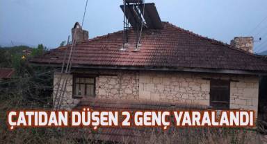 Çatıdan düşen 2 genç yaralandı