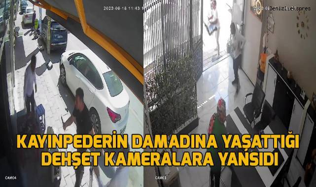 Kayınpederin damadına bıçakla saldırma anı güvenlik kamerasına yansıdı
