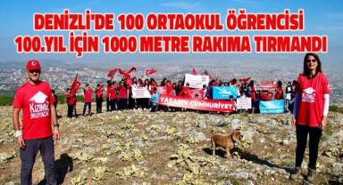 Denizli'de 100 ortaokul öğrencisi 100.yıl için 1000 metre rakıma tırmandı