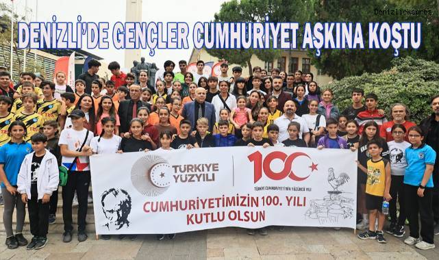 Denizli'de gençler Cumhuriyet aşkına koştu