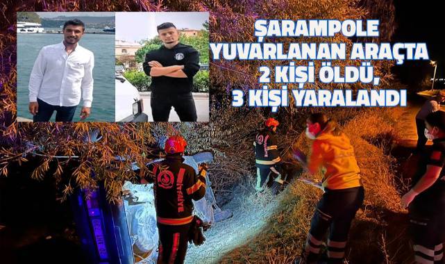 Şarampole yuvarlanan araç ağaçta asılı kaldı: 2 ölü, 3 yaralı