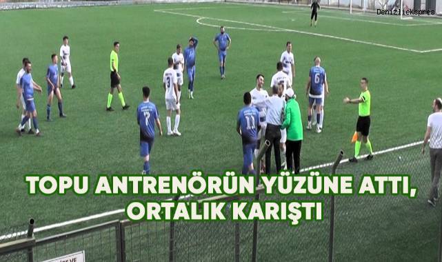 Topu antrenörün yüzüne attı, ortalık karıştı