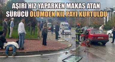 Aşırı hız yaparken 2 araca çarparak durabilen sürücü, hurdaya dönen aracın içerisinden güçlükle çıkartıldı