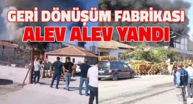 Denizli'de geri dönüşüm fabrikası alev alev yandı
