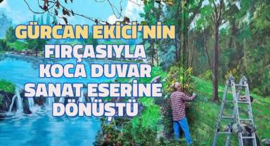 Ressam Gürcan Ekici'nin sihirli ellerinde, koca duvar 6 günde sanat eserine dönüştü