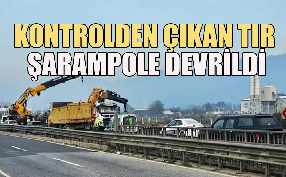 Kontrolden çıkan tır şarampole devrildi