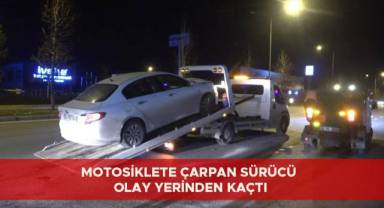 Motosiklete çarpan sürücü olay yerinden kaçtı