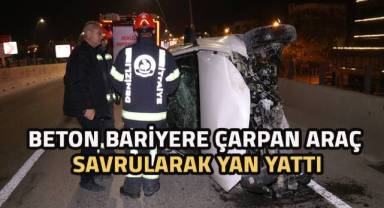50 metre savrularak yan yatan otomobilden burnu bile kanamadan çıktı