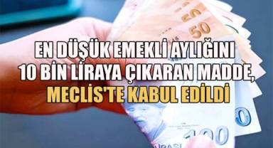 En düşük emekli aylığını 10 bin liraya çıkaran madde, Meclis'te kabul edildi