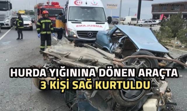 İkiye bölünen araçta bulunan 3 kişi yola fırladı