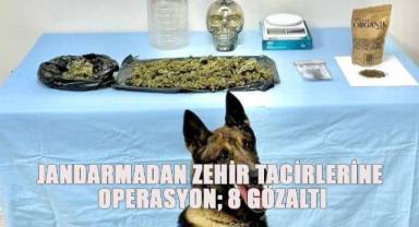 Jandarma uyuşturucu tacirlerine 4 ilçede operasyon düzenledi: 8 gözaltı