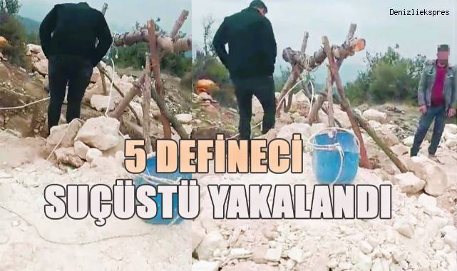 Kaçak kazı yapan 5 şüpheli, suçüstü yakalandı