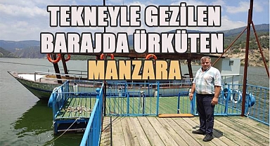 Su seviyesin düştüğü Cindere Barajında tekne ile iskele arasında metrelerce mesafe oluştu