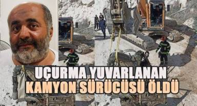 Uçurma yuvarlanan kamyonun sürücüsü öldü