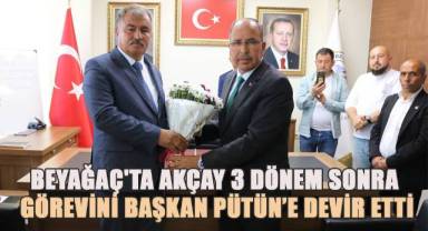 Beyağaç'ta Akçay 3 dönem sonra görevini Başkan Pütün'e devir etti