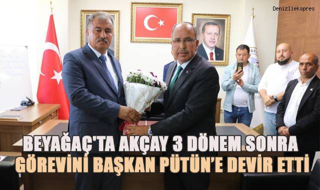 Beyağaç'ta Akçay 3 dönem sonra görevini Başkan Pütün'e devir etti