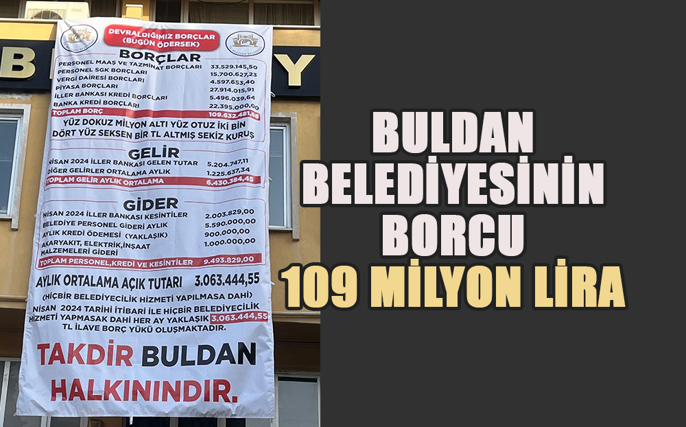 Buldan Belediyesinin borcu 109 milyon lira olarak açıklandı