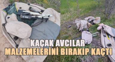 Kaçak avcılar malzemelerini bırakıp kaçtı