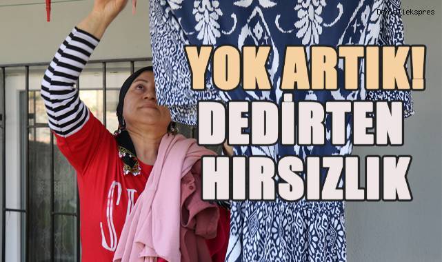 Rahat tavırlı hırsız tele asılı çamaşırlardan beğendiğini seçerek alıp götürdü