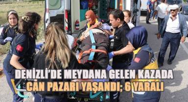 Denizli'de tomobil ile işçileri taşıyan midibüs kazasında 6 kişi yaralandı