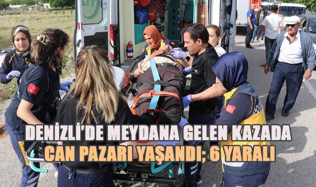 Denizli'de tomobil ile işçileri taşıyan midibüs kazasında 6 kişi yaralandı