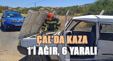 Çal'da meydana gelen kazda 6 kişi yaralandı