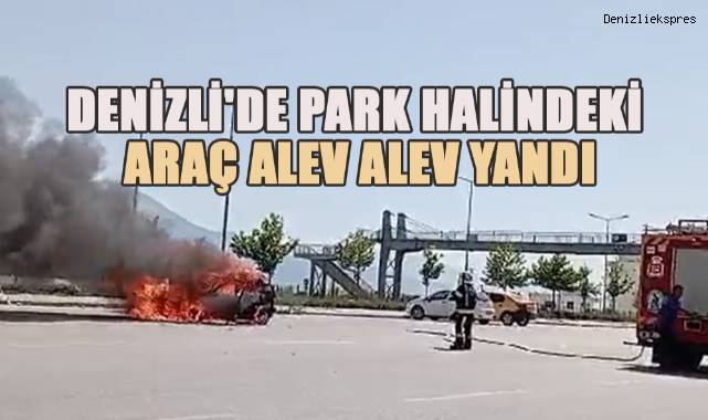Denizli'de Park Halindeki Araç Alev Alev Yandı