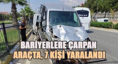 Kontrolden çıkan aracın refüjdeki bariyerlere çarpması sonucu 1'i ağır 7 kişi yaralandı