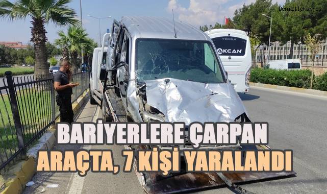 Kontrolden çıkan aracın refüjdeki bariyerlere çarpması sonucu 1'i ağır 7 kişi yaralandı