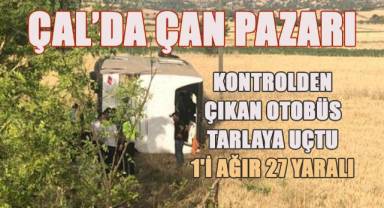 Kontrolden çıkan otobüs tarlaya uçtu: 1'i ağır 27 yaralı