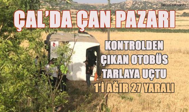 Kontrolden çıkan otobüs tarlaya uçtu: 1'i ağır 27 yaralı