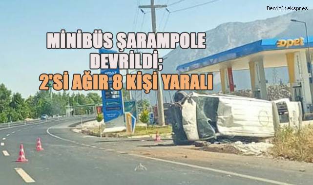 Minibüs şarampole devrildi: 2'si ağır 8 kişi yaralı