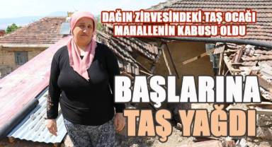 Taş ocağından düşen kaya eve isabet etti