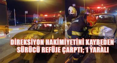 Denizli'de direksiyon hakimiyetini kaybeden sürücü refüje çarptı; 1 yaralı