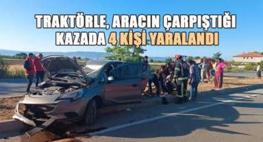 Denizli’de otomobil ile traktör çarpıştı; 4 yaralı