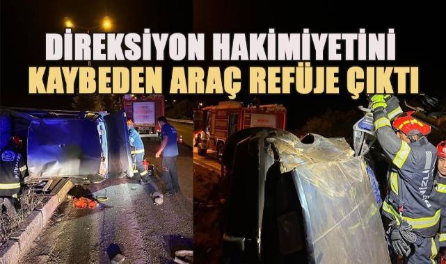 Direksiyon hakimiyetini kaybeden araç refüje çıktı