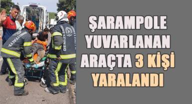 Kontrolden çıkan araç şarampole yuvarlandı: 3 Yaralı