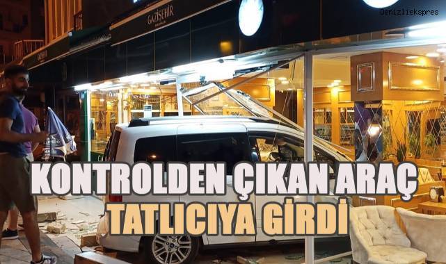 Kontrolden çıkan ticari araç tatlıcıya daldı