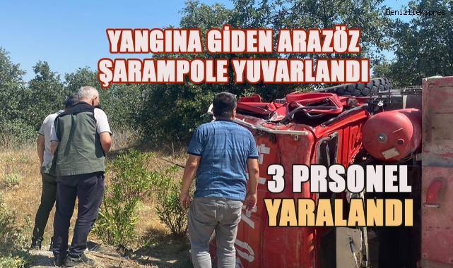 Yangına giden arazözün devrilmesi sonucu 3 personel yaralandı