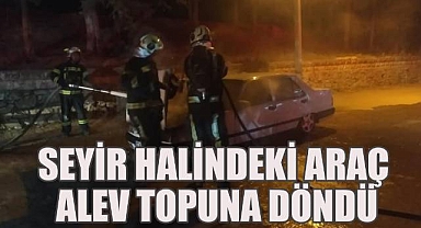 Denizli'de seyir halindeki araç alev topuna döndü