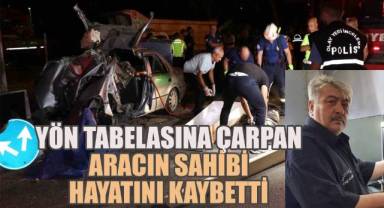 Yön tabelasına çarpan aracın sahibi hayatını kaybetti