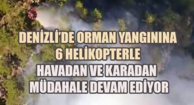 Denizli'de orman yangınına 6 helikopterle havadan ve karadan müdahale devam ediyor