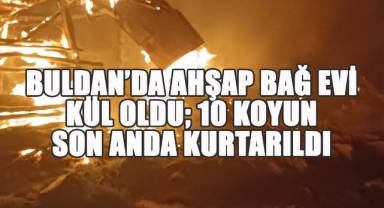 Buldan’da Ahşap Bağ Evi Kül Oldu; 10 Koyun Son Anda Kurtarıldı